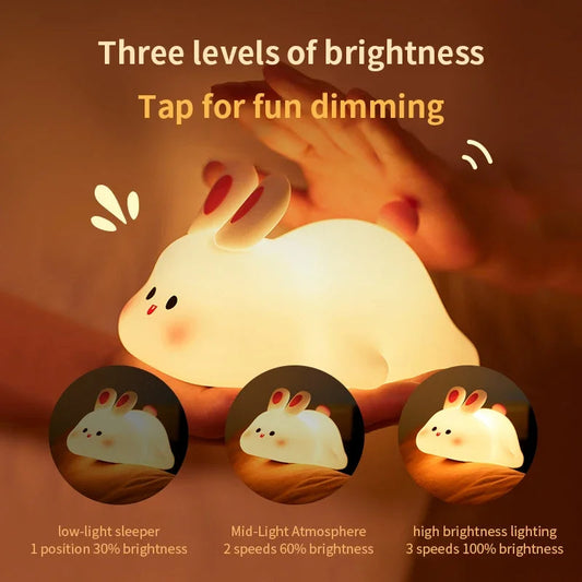 Cute Rabbit Rechargeable Night Lamp – Soft LED Light for Kids & Peaceful Sleep 🐰✨