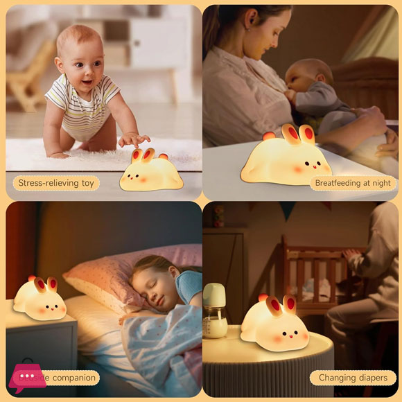 Cute Rabbit Rechargeable Night Lamp – Soft LED Light for Kids & Peaceful Sleep 🐰✨