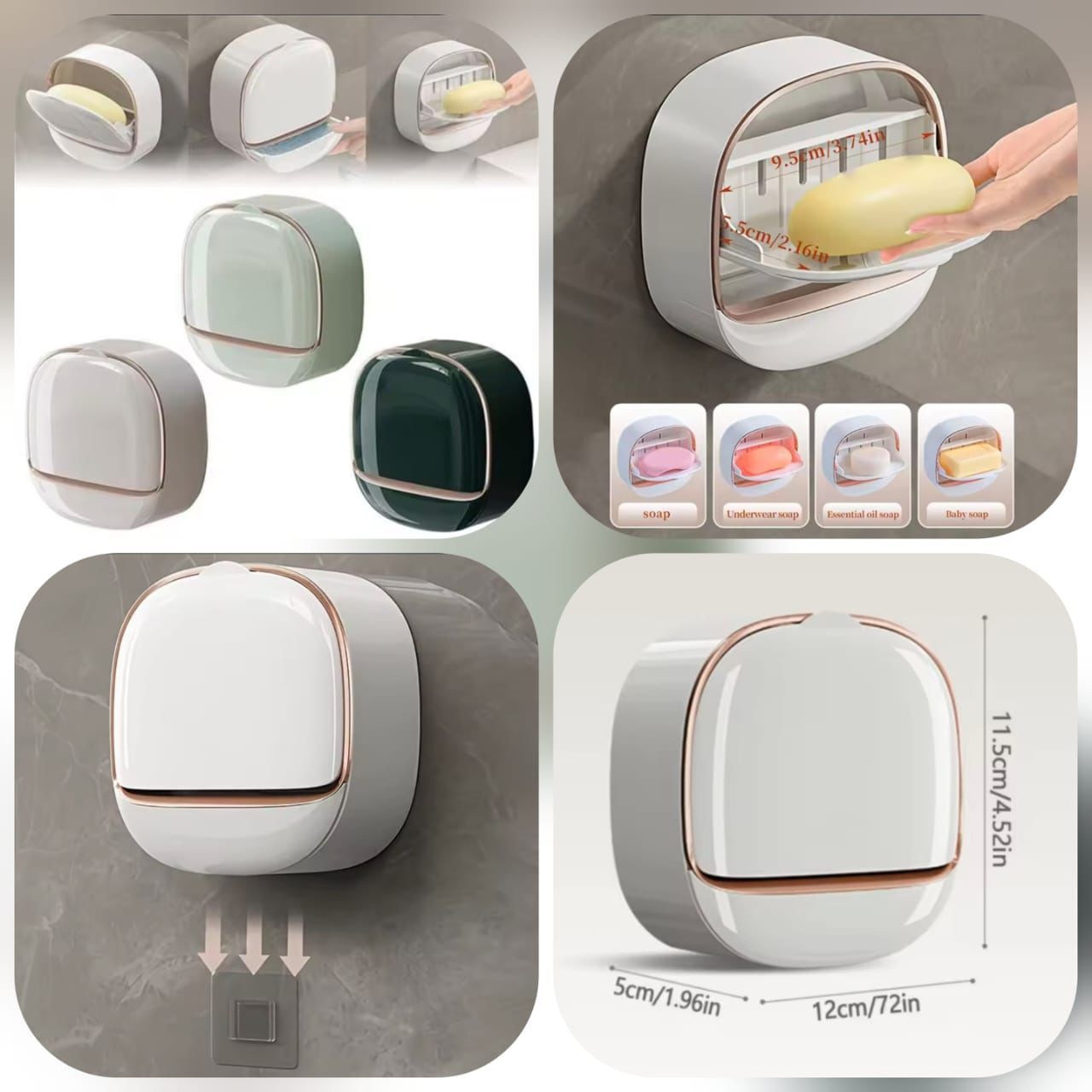 Luxury Wall Mounted Soap Holder – Self Draining Soap Box (No Drill Needed) 🧼