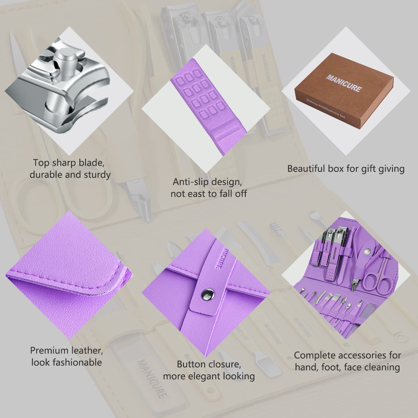 Premium 16-Piece Nail Care Kit-Manicure & Pedicure Tool Set
